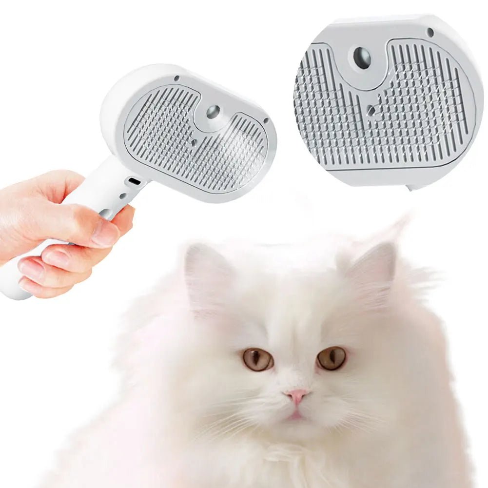 Pet Grooming Combo: Cat Steam Brush & Hair Removal Comb - silverfoxgoods